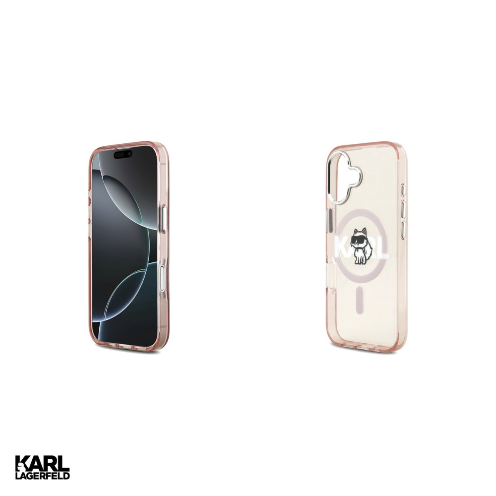 Husa Karl Lagerfeld Iml Choupette Sketch Logo pentru iPhone 17, Carcasa magnetica, Roz [5]