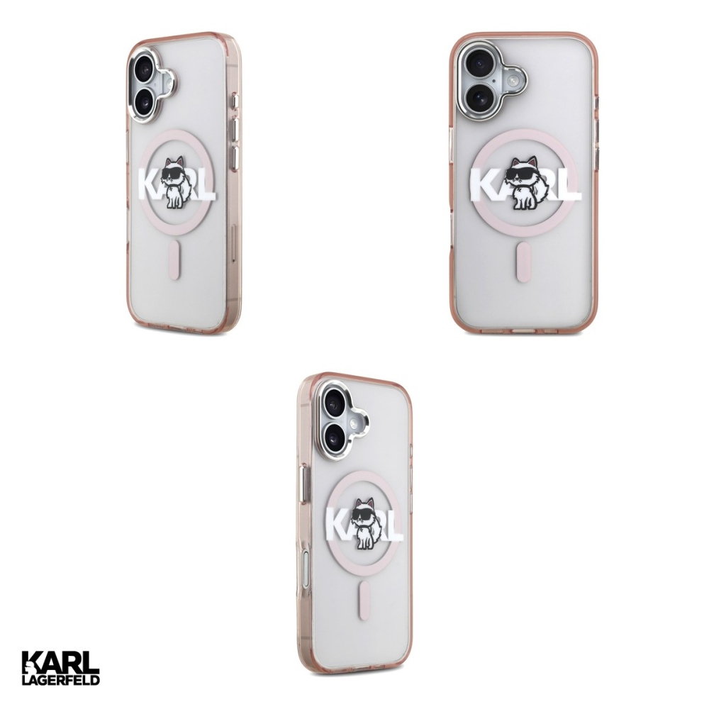 Husa Karl Lagerfeld Iml Choupette Sketch Logo pentru iPhone 17, Carcasa magnetica, Roz [4]