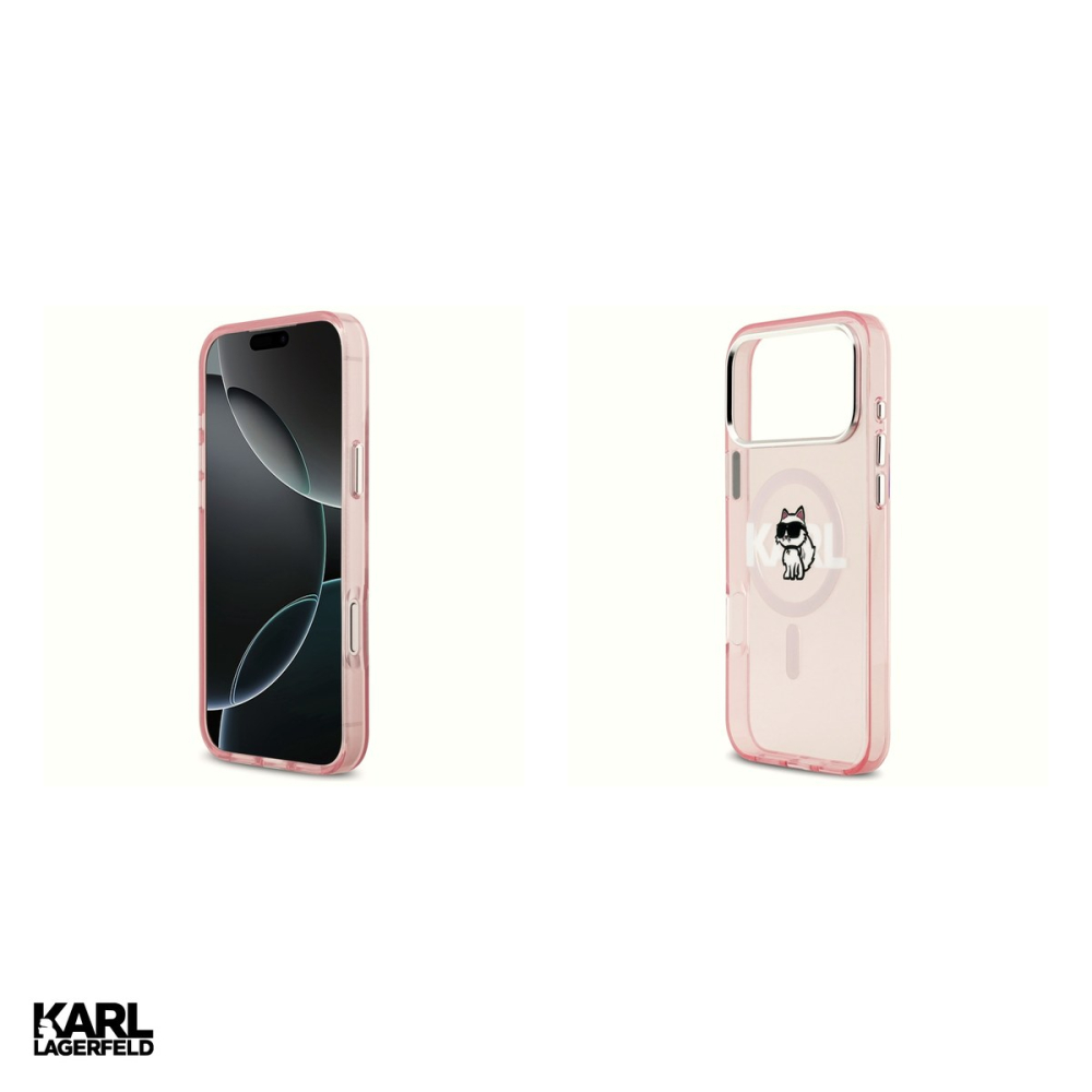 Husa Karl Lagerfeld Iml Choupette Sketch Logo pentru iPhone 17 Pro Max, Carcasa magnetica, Roz [5]