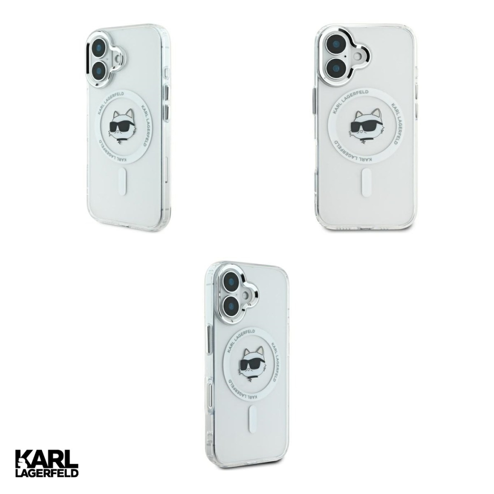 Husa Karl Lagerfeld Iml Metal Choupette pentru iPhone 16, Carcasa magnetica, Alb [4]