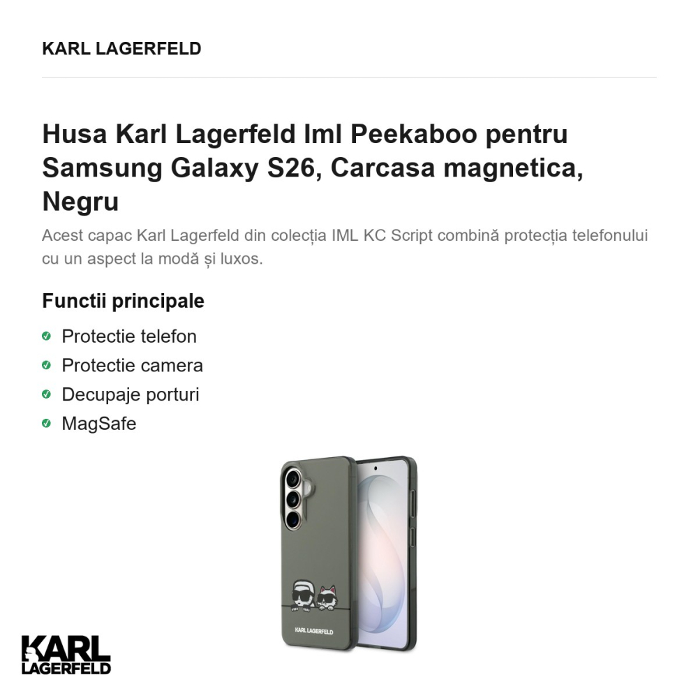 Husa Karl Lagerfeld Iml Peekaboo pentru Samsung Galaxy S26, Carcasa magnetica, Negru [2]