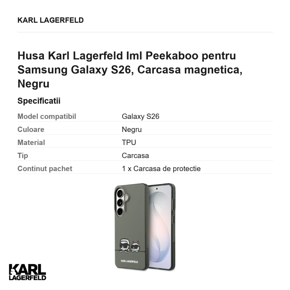 Husa Karl Lagerfeld Iml Peekaboo pentru Samsung Galaxy S26, Carcasa magnetica, Negru [3]