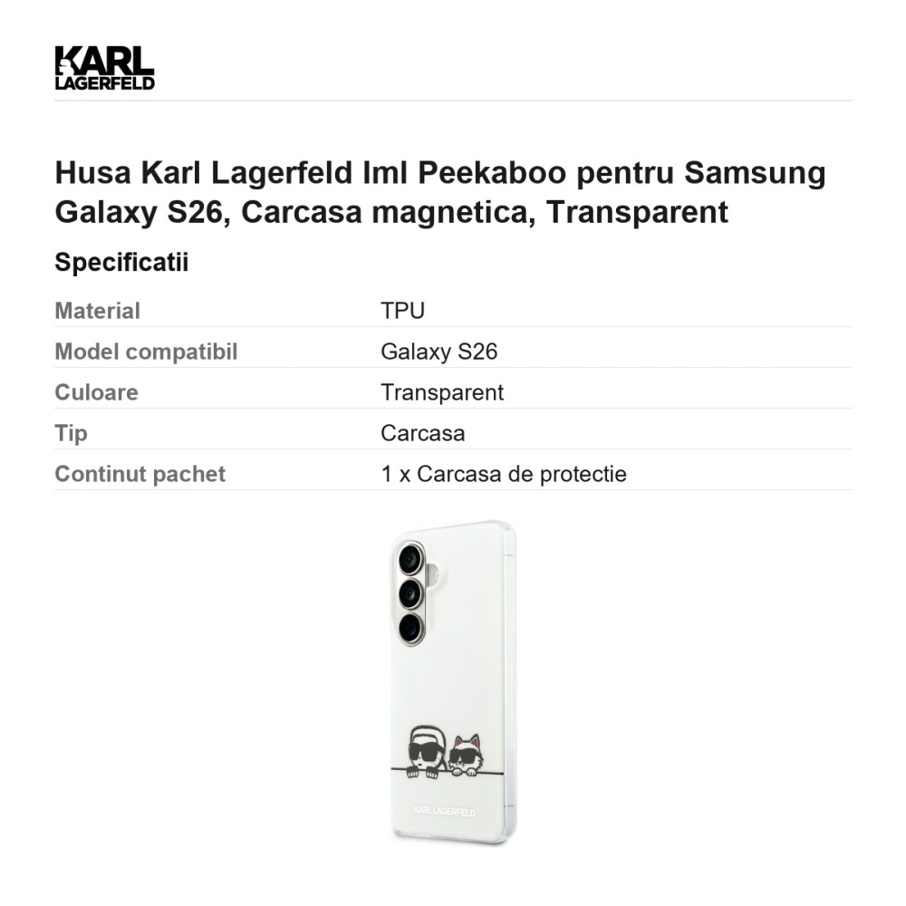 Husa Karl Lagerfeld Iml Peekaboo pentru Samsung Galaxy S26, Carcasa magnetica, Transparent [3]