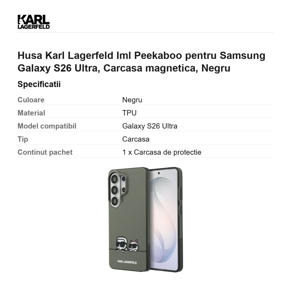 Husa Karl Lagerfeld Iml Peekaboo pentru Samsung Galaxy S26 Ultra, Carcasa magnetica, Negru [3]