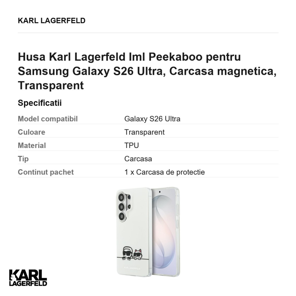 Husa Karl Lagerfeld Iml Peekaboo pentru Samsung Galaxy S26 Ultra, Carcasa magnetica, Transparent [3]