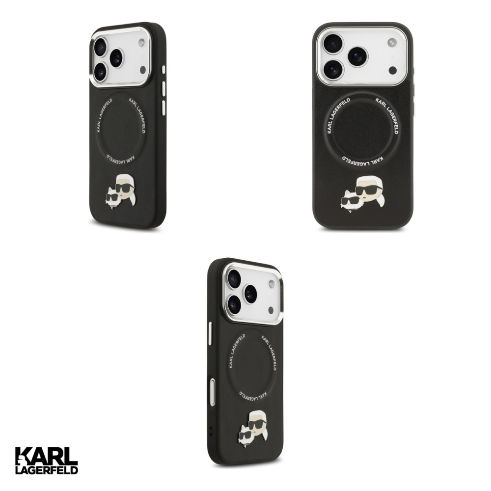 Husa Karl Lagerfeld PU Karl&Choupette heads pentru iPhone 17 Pro, Carcasa magnetica, Negru [4]