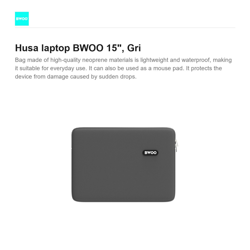 Husa laptop BWOO 15", Gri [2]
