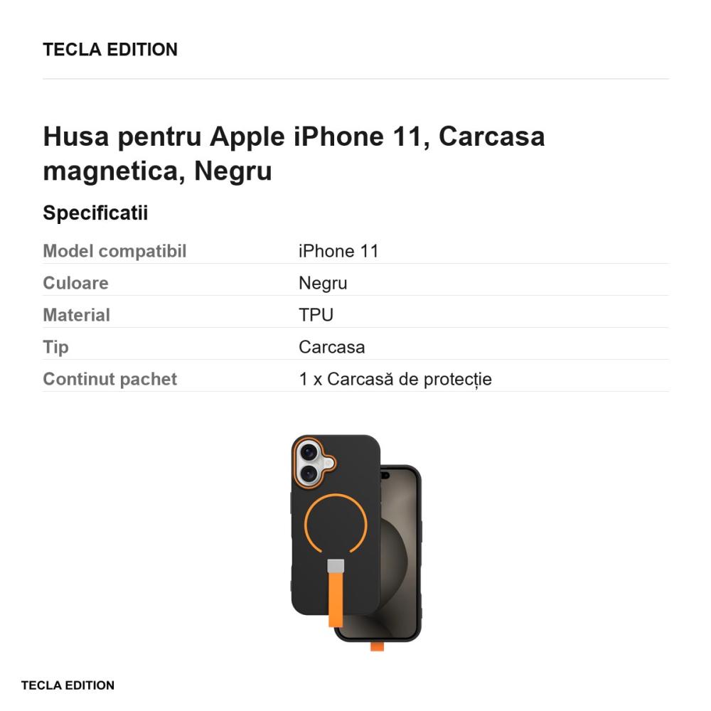 Husa Loop Thin Mag pentru Apple iPhone 11, Carcasa magnetica, Negru [3]