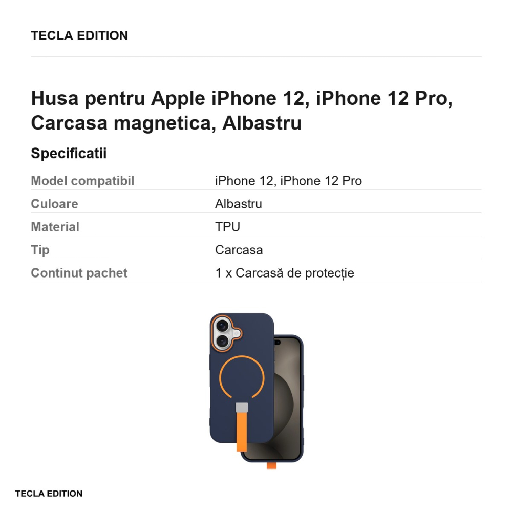 Husa Loop Thin Mag pentru Apple iPhone 12, iPhone 12 Pro, Carcasa magnetica, Albastru [3]