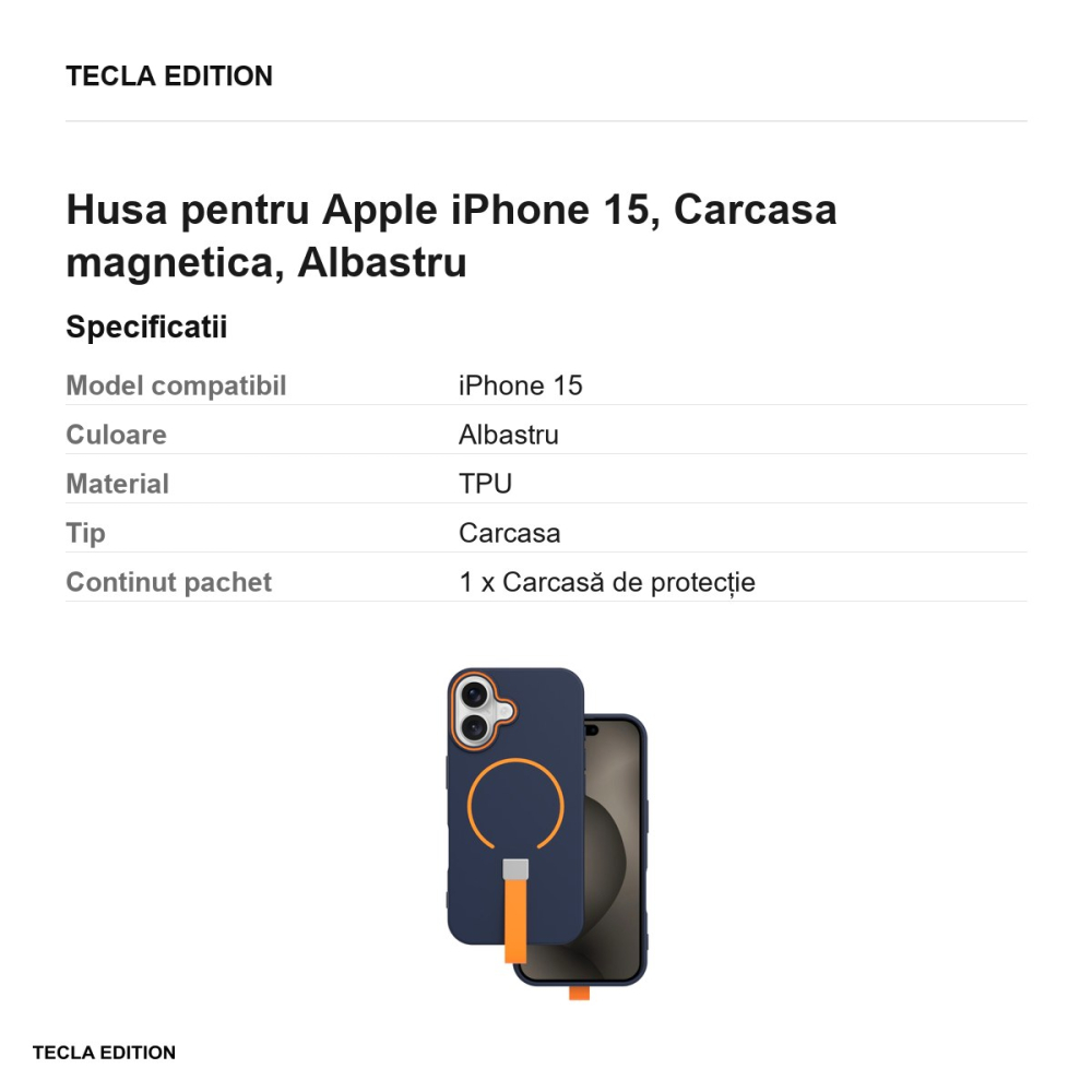 Husa Loop Thin Mag pentru Apple iPhone 15, Carcasa magnetica, Albastru [3]