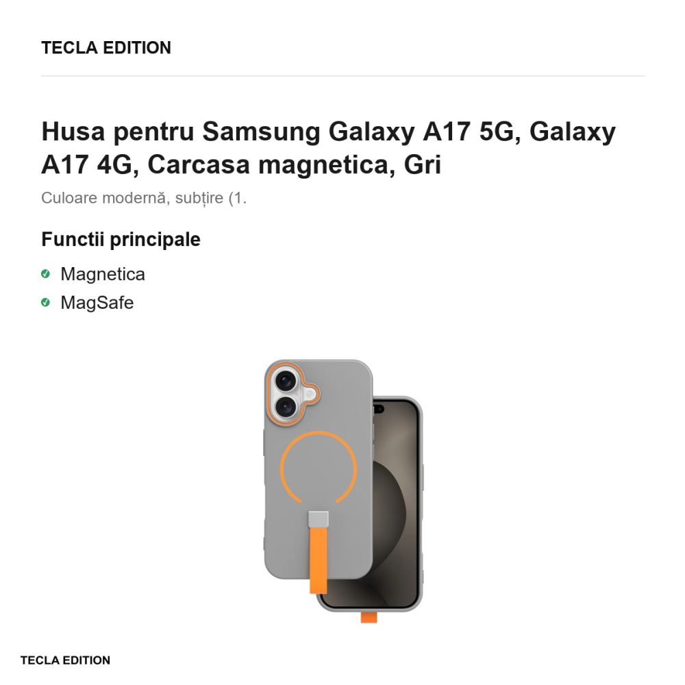 Husa Loop Thin Mag pentru Samsung Galaxy A17 5G, Galaxy A17 4G, Carcasa magnetica, Gri [2]