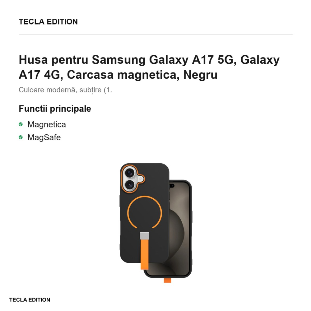 Husa Loop Thin Mag pentru Samsung Galaxy A17 5G, Galaxy A17 4G, Carcasa magnetica, Negru [2]