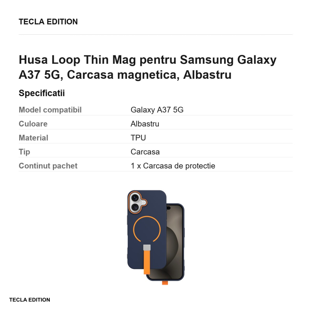 Husa Loop Thin Mag pentru Samsung Galaxy A37 5G, Carcasa magnetica, Albastru [3]