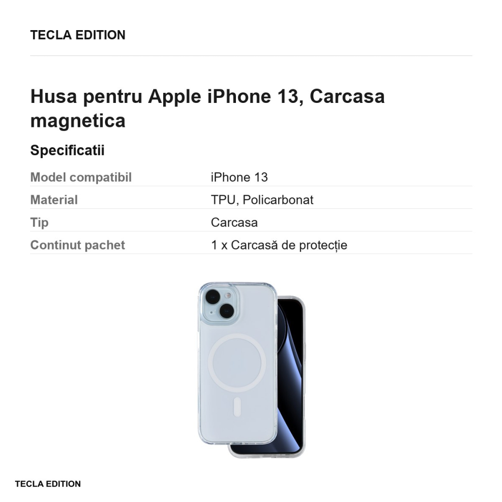 Husa Lowkey Mag pentru Apple iPhone 13, Carcasa magnetica, Alb [3]