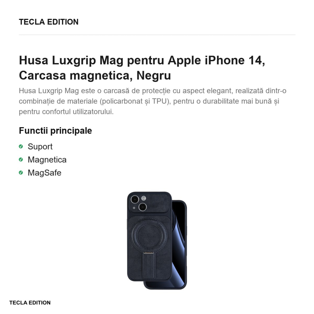 Husa Luxgrip Mag pentru Apple iPhone 14, Carcasa magnetica, Negru [2]