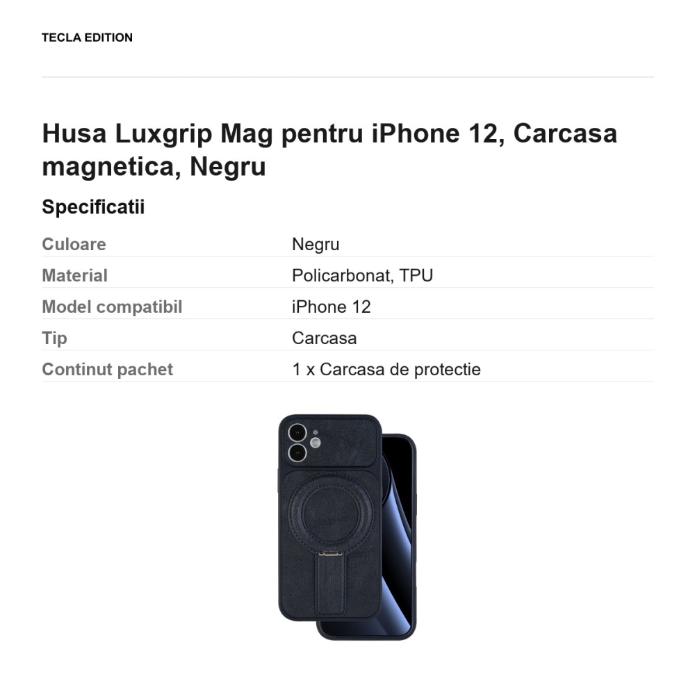 Husa Luxgrip Mag pentru iPhone 12, Carcasa magnetica, Negru [3]