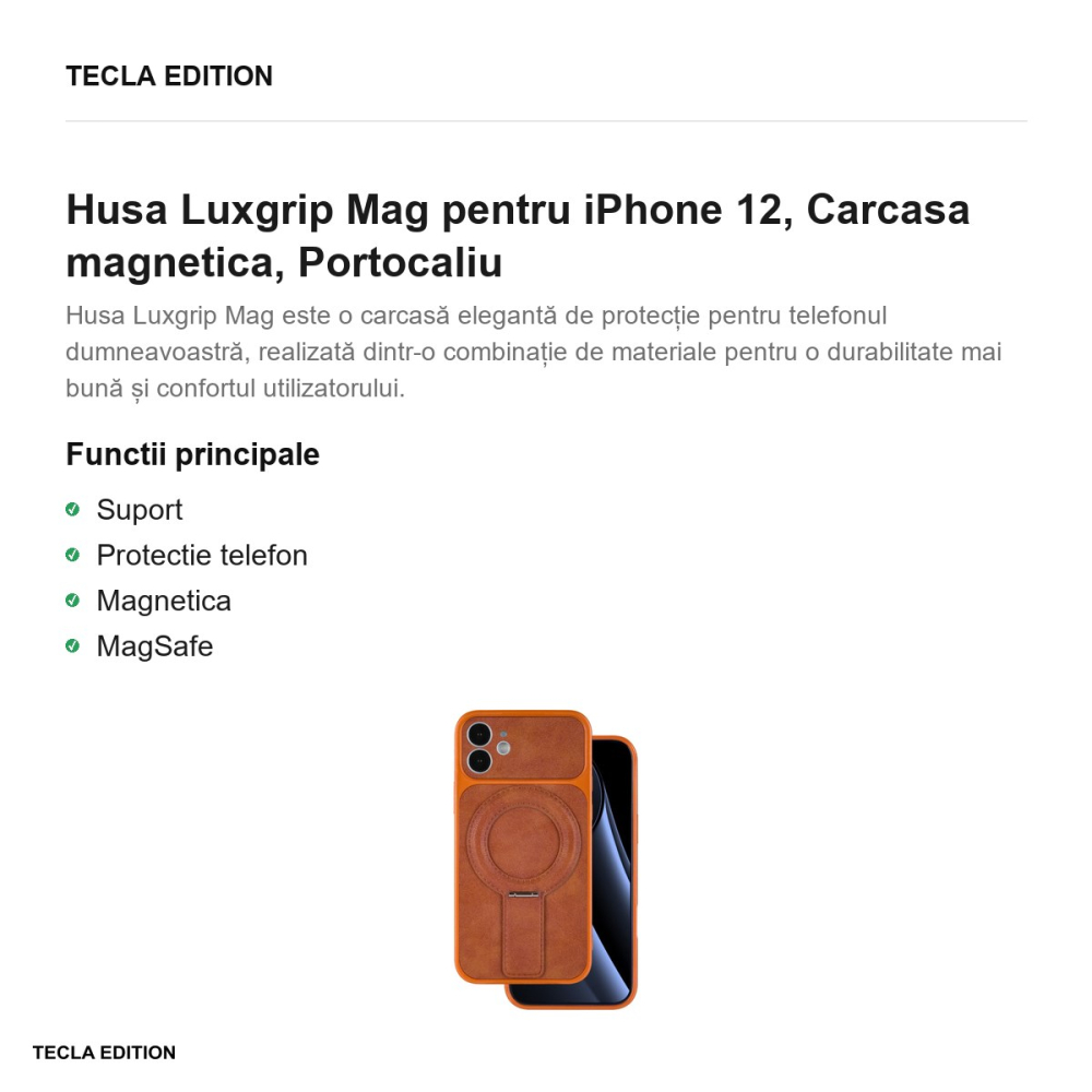 Husa Luxgrip Mag pentru iPhone 12, Carcasa magnetica, Portocaliu [2]