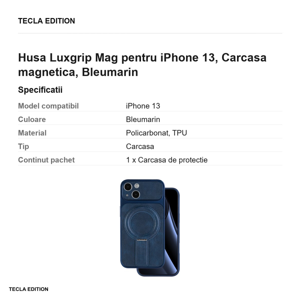 Husa Luxgrip Mag pentru iPhone 13, Carcasa magnetica, Bleumarin [3]