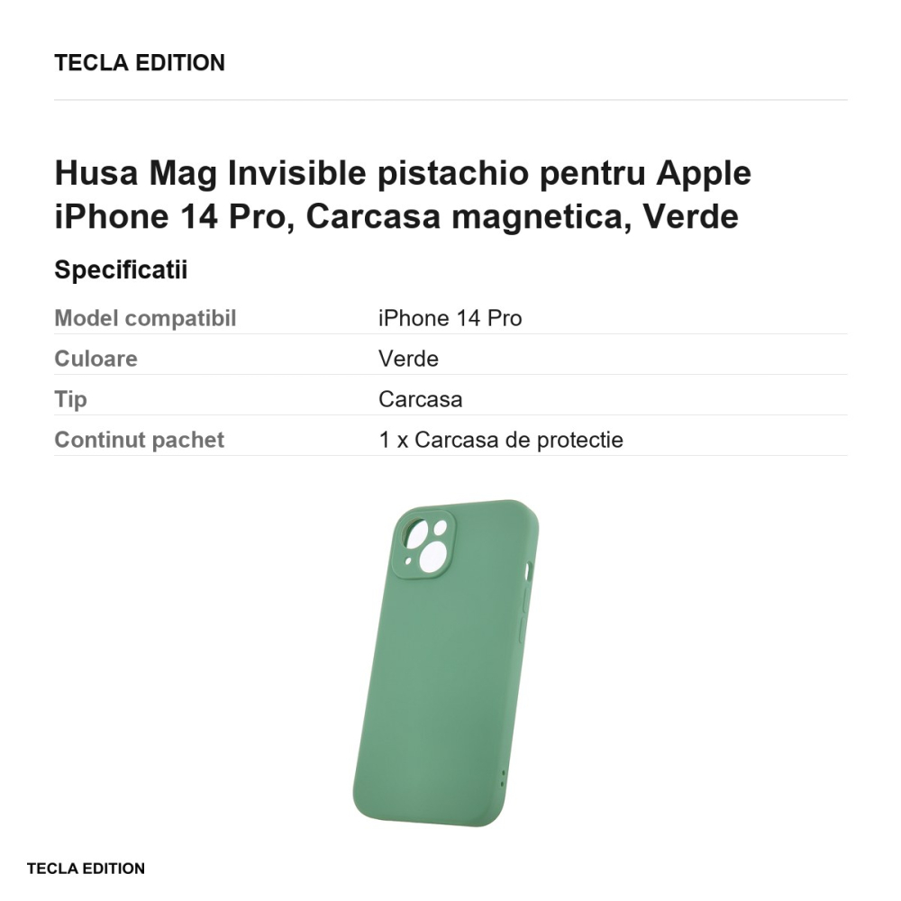 Husa Mag Invisible pistachio pentru Apple iPhone 14 Pro, Carcasa magnetica, Verde [3]