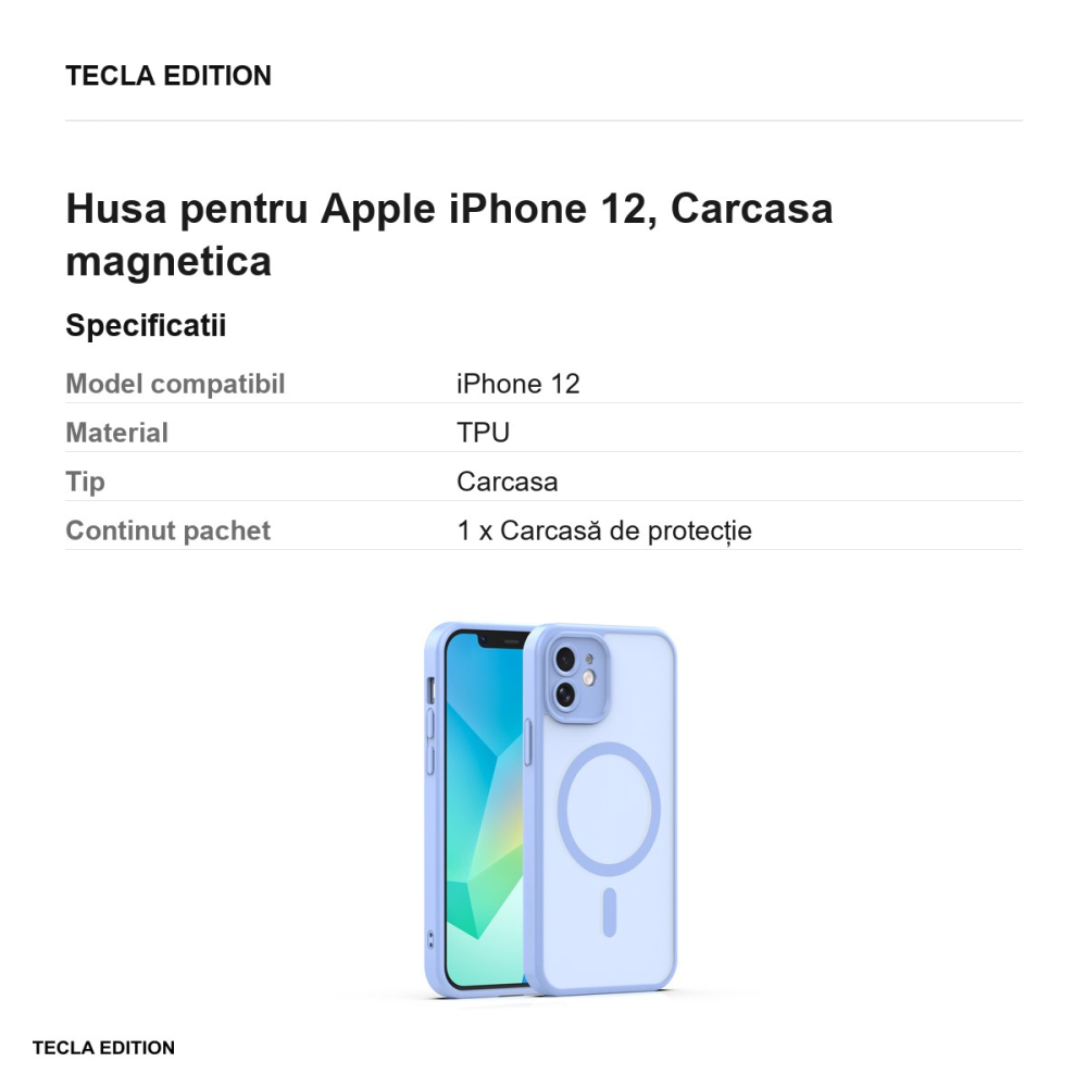 Husa Mag Matt pentru Apple iPhone 12, Carcasa magnetica, Albastru deschis [3]