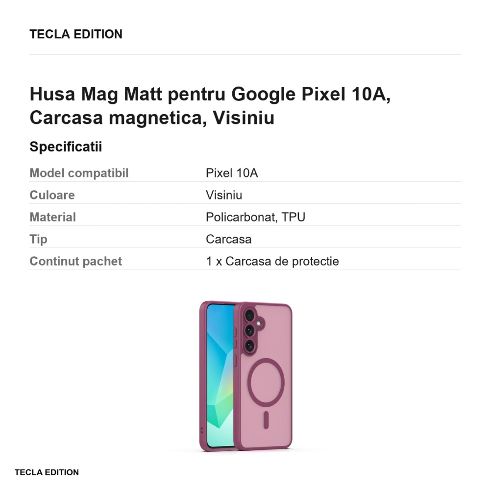 Husa Mag Matt pentru Google Pixel 10A, Carcasa magnetica, Visiniu [3]