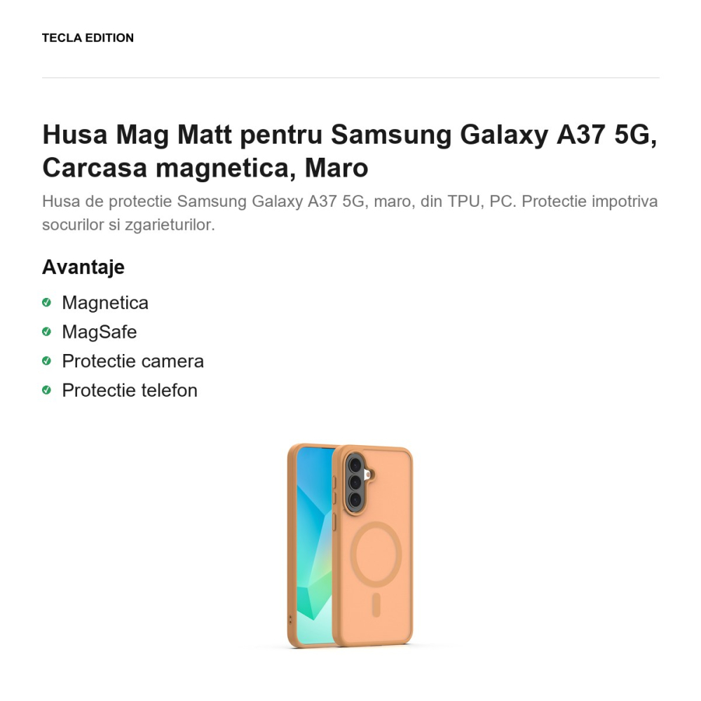 Husa Mag Matt pentru Samsung Galaxy A37 5G, Carcasa magnetica, Maro [2]