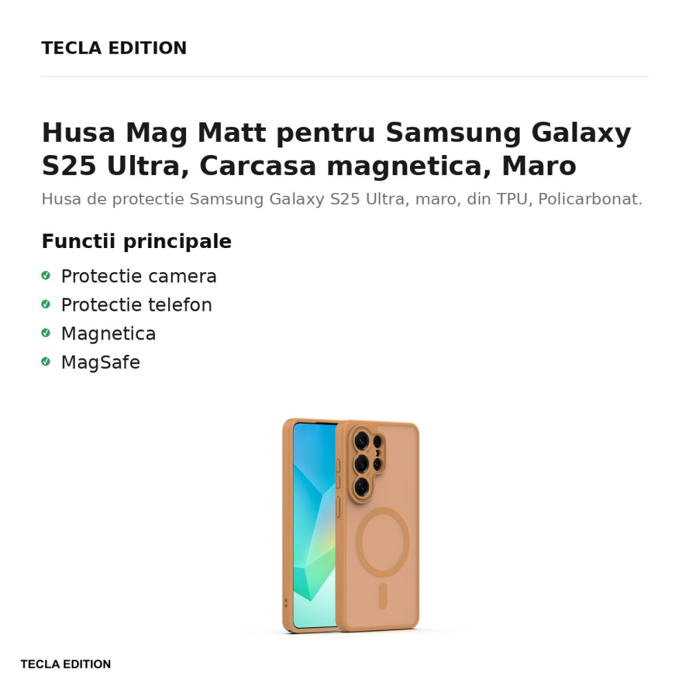 Husa Mag Matt pentru Samsung Galaxy S25 Ultra, Carcasa magnetica, Maro [2]