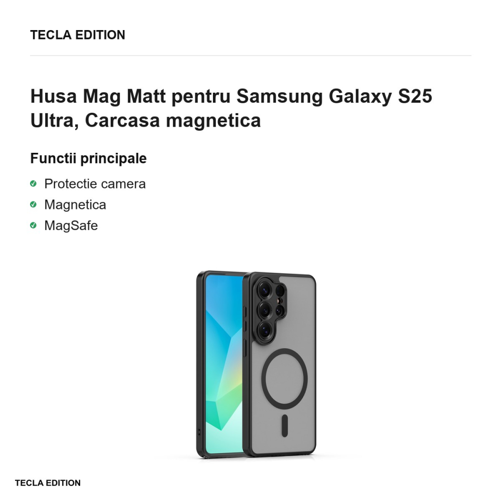 Husa Mag Matt pentru Samsung Galaxy S25 Ultra, Carcasa magnetica, Negru [2]