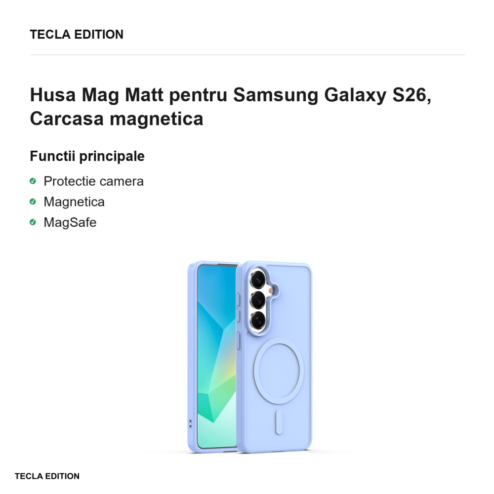 Husa Mag Matt pentru Samsung Galaxy S26, Carcasa magnetica, Albastru deschis [2]