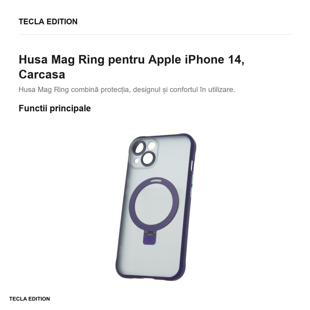 Husa Mag Ring pentru Apple iPhone 14, Carcasa, Violet [2]