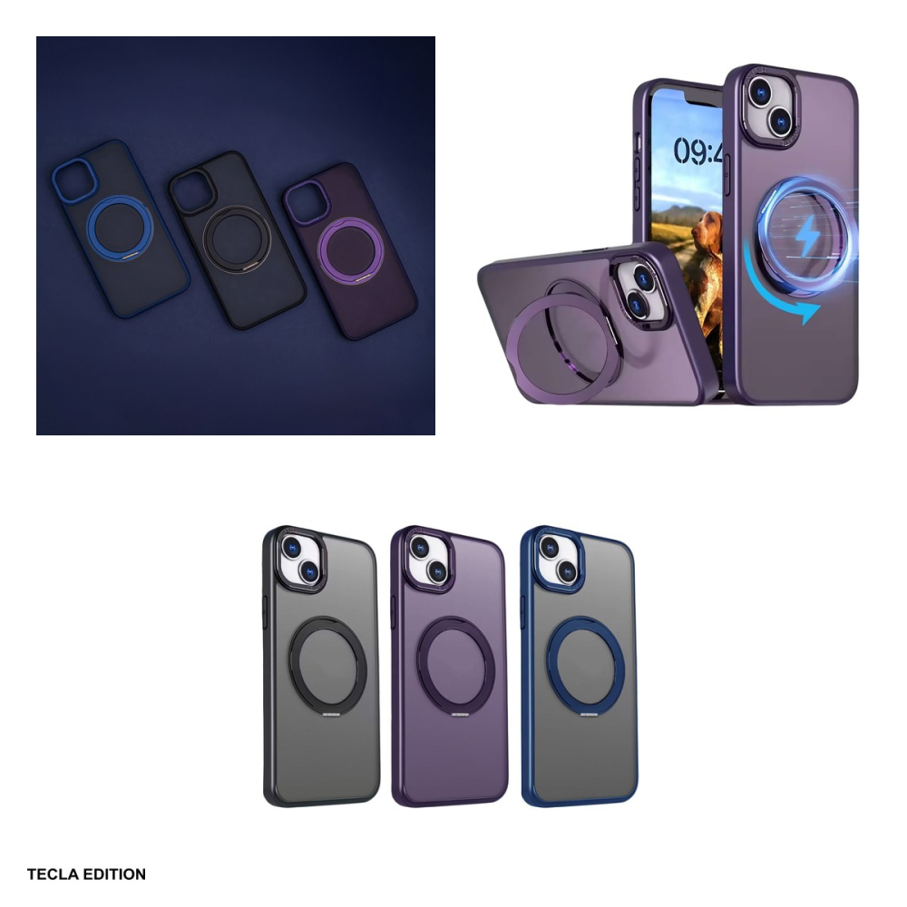 Husa Mag Ring Rotating pentru Apple iPhone 15 Pro, Carcasa magnetica, Mov [4]