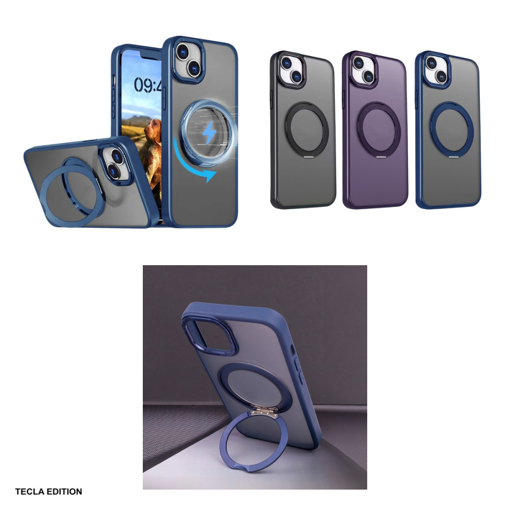 Husa Mag Ring Rotating pentru iPhone 12, Carcasa magnetica, Albastru [4]