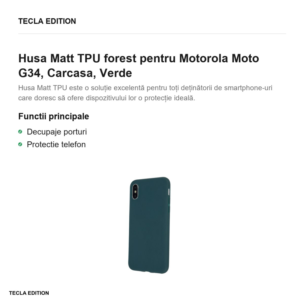 Husa Matt TPU forest pentru Motorola Moto G34, Carcasa, Verde [2]