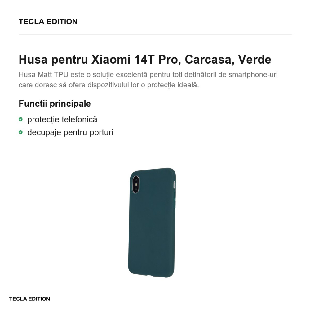 Husa Matt TPU forest pentru Xiaomi 14T Pro, Carcasa, Verde [2]