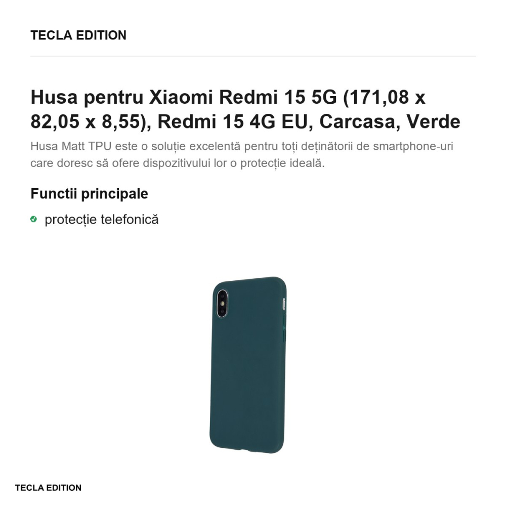 Husa Matt TPU forest pentru Xiaomi Redmi 15 5G, Redmi 15 4G EU, Carcasa, Verde [2]
