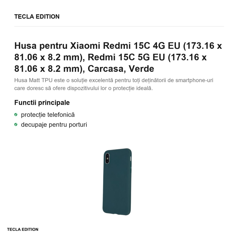 Husa Matt TPU forest pentru Xiaomi Redmi 15C 4G EU, Redmi 15C 5G EU, Carcasa, Verde [2]