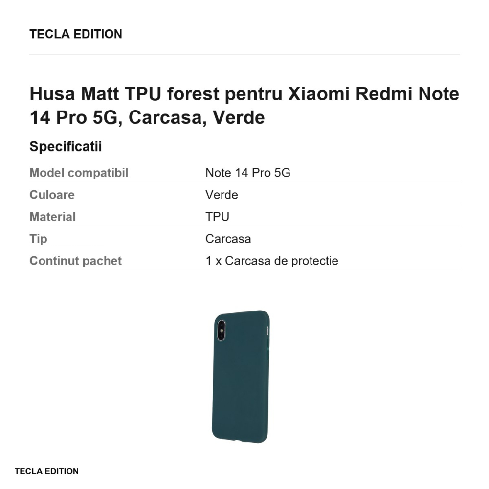Husa Matt TPU forest pentru Xiaomi Redmi Note 14 Pro 5G, Carcasa, Verde [3]