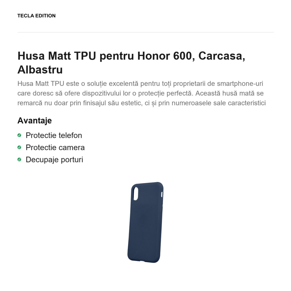 Husa Matt TPU pentru Honor 600, Carcasa, Albastru [2]
