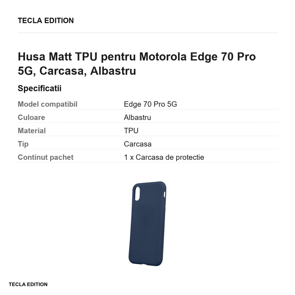 Husa Matt TPU pentru Motorola Edge 70 Pro 5G, Carcasa, Albastru [3]
