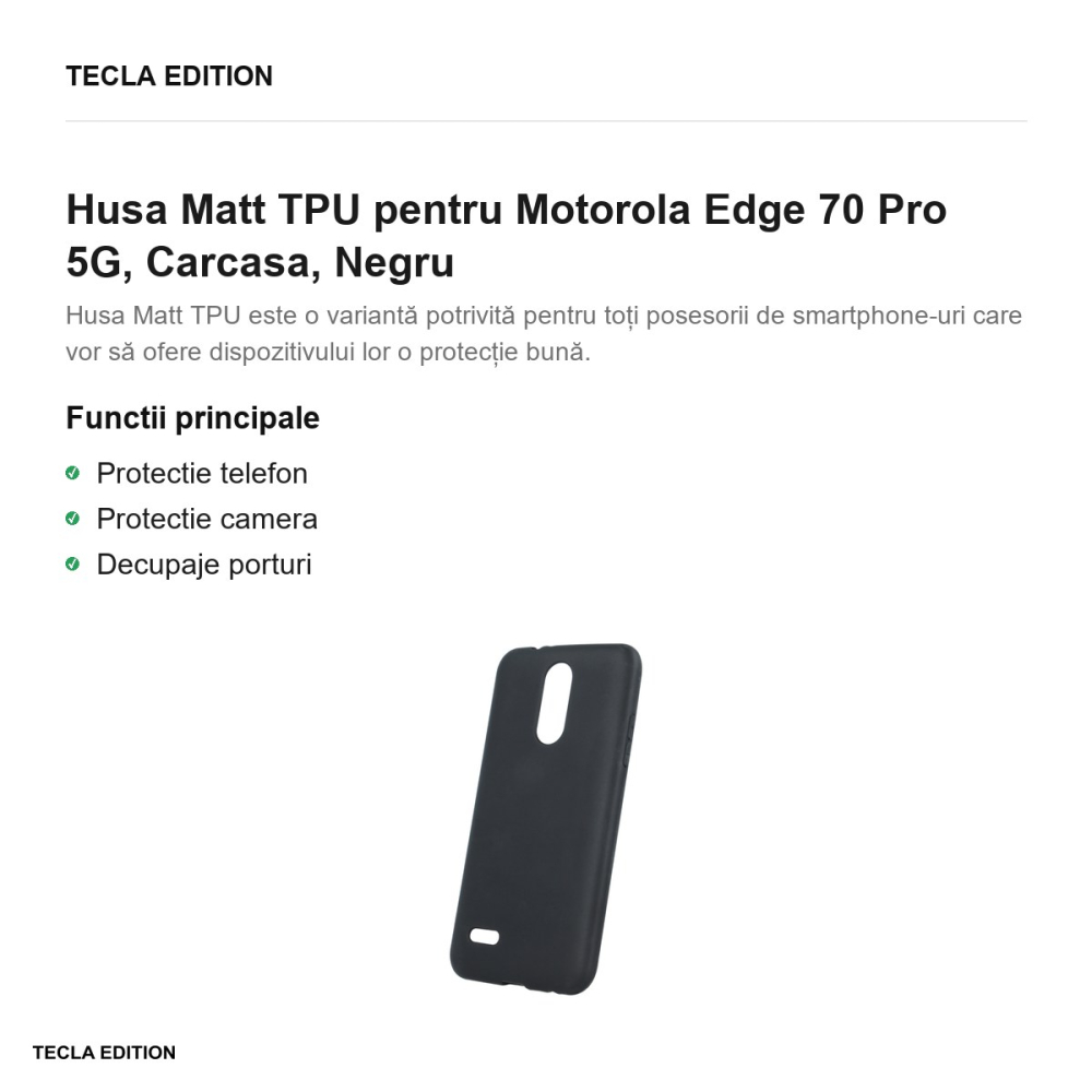 Husa Matt TPU pentru Motorola Edge 70 Pro 5G, Carcasa, Negru [2]
