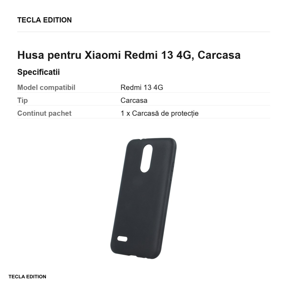 Husa Matt TPU pentru Xiaomi Redmi 13 4G, Carcasa, Negru [3]