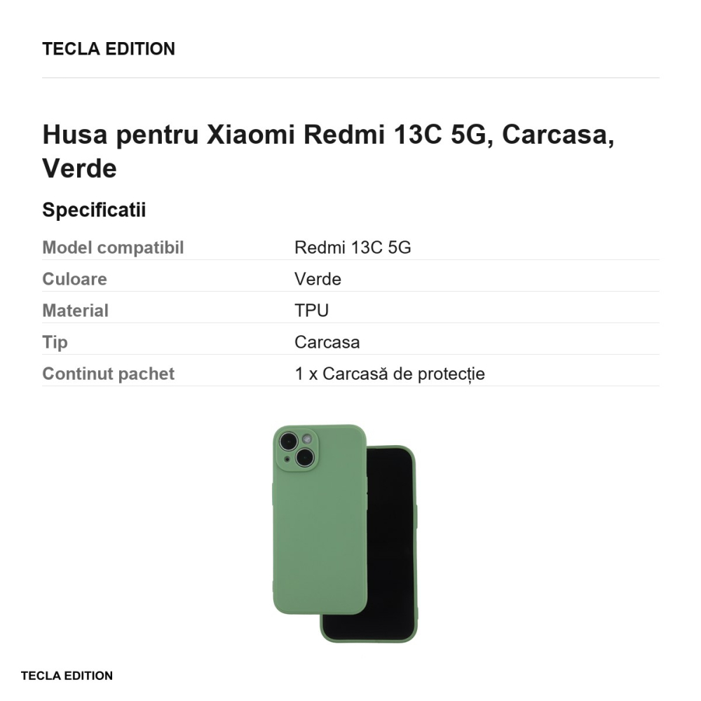 Husa Matt TPU pentru Xiaomi Redmi 13C 5G, Carcasa, Verde [3]