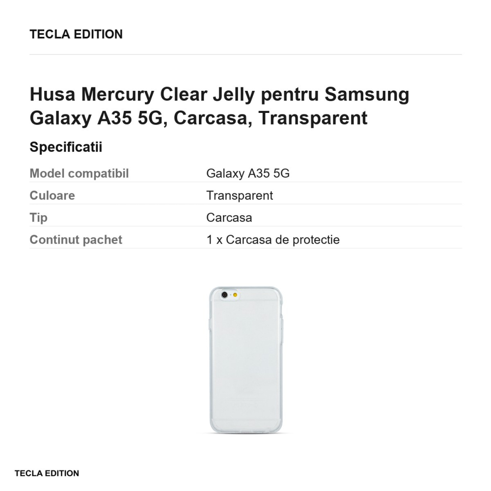 Husa Mercury Clear Jelly pentru Samsung Galaxy A35 5G, Carcasa, Transparent [3]