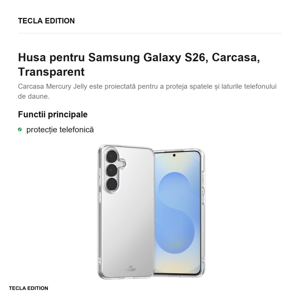 Husa Mercury Jelly pentru Samsung Galaxy S26, Carcasa, Transparent [2]