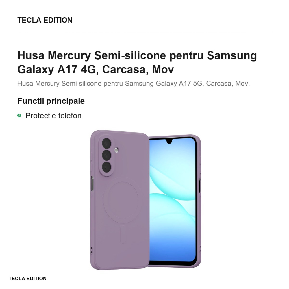 Husa Mercury Semi-silicone pentru Samsung Galaxy A17 4G, Carcasa, Mov [2]
