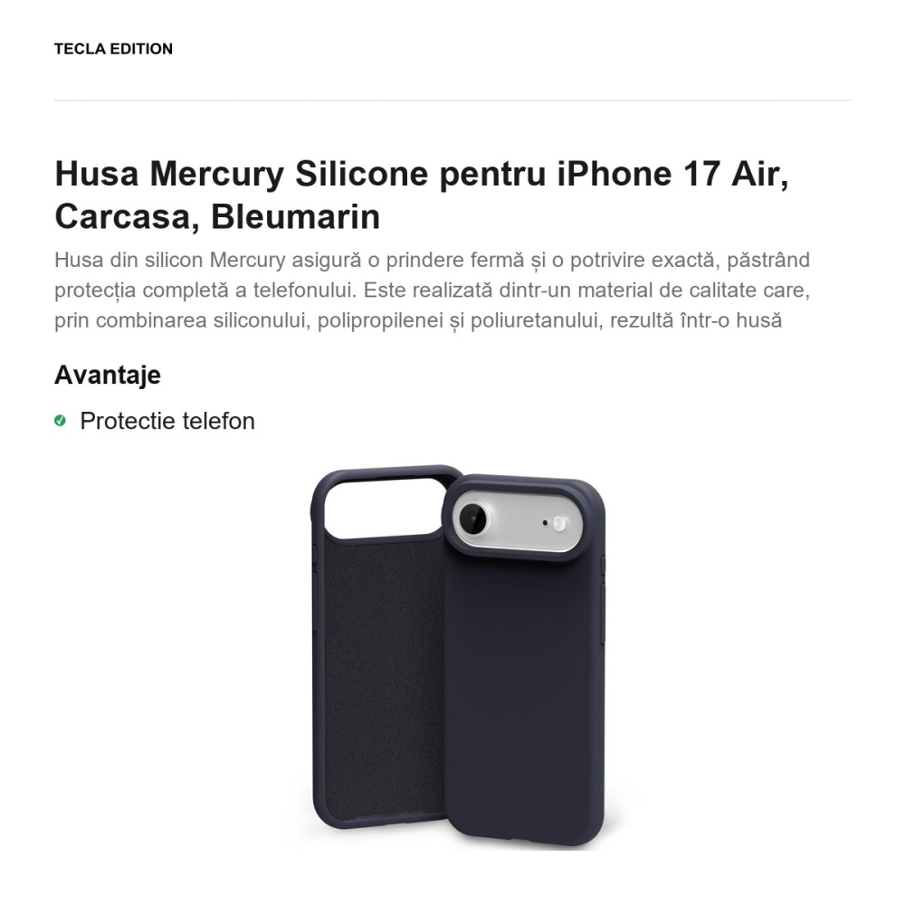 Husa Mercury Silicone pentru iPhone 17 Air, Carcasa, Bleumarin [2]
