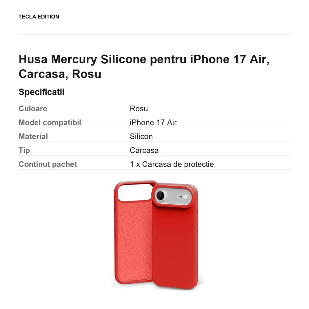 Husa Mercury Silicone pentru iPhone 17 Air, Carcasa, Rosu [3]