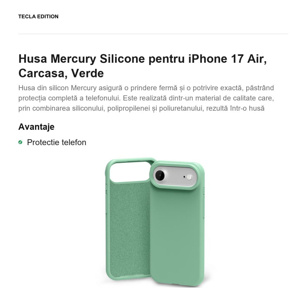 Husa Mercury Silicone pentru iPhone 17 Air, Carcasa, Verde [2]