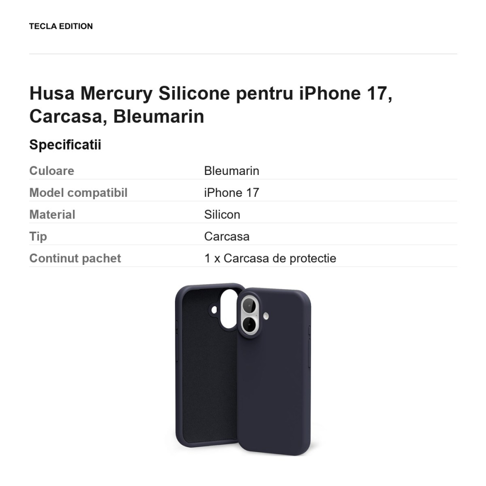 Husa Mercury Silicone pentru iPhone 17, Carcasa, Bleumarin [3]