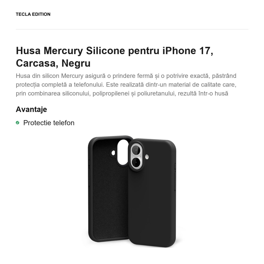 Husa Mercury Silicone pentru iPhone 17, Carcasa, Negru [2]